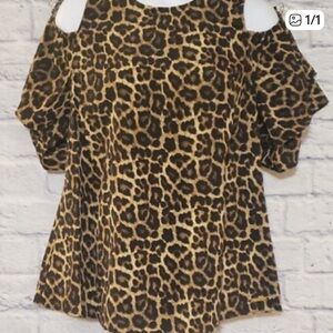Michael Kors Black and Brown Leopard Print Blouse